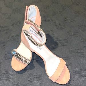 Jeffrey Campbell blush shoes with rhinestone. Worn once at a wedding.